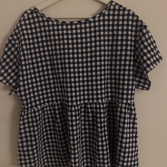 Blue and White Boxy Tiered Short Sleeve Top - Picture 3 of 4